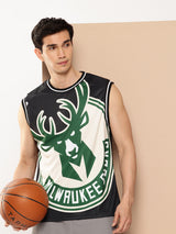 Milwaukee Bucks: Oversized Logo Sleeveless Jersey - Black
