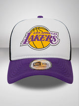 LA Lakers Team Color Block White A-Frame Trucker Cap