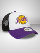 LA Lakers Team Color Block White A-Frame Trucker Cap