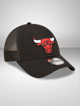 Chicago Bulls Home Field Black 9FORTY A-Frame Trucker Cap