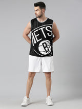 Brooklyn Nets: Oversized Logo Sleeveless Jersey - Black