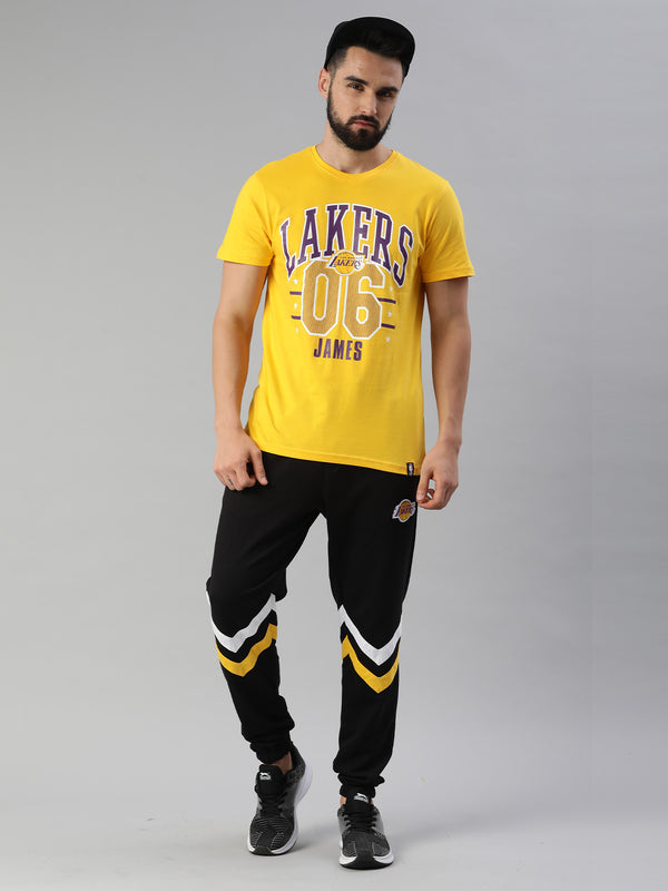 Los Angeles Lakers: Contrast Stripe Joggers - Black