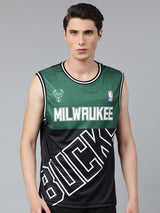 Milwaukee Bucks: Half & Half Sleeveless Jersey - Black