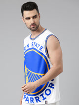 Golden State Warriors: Oversized Logo Sleeveless Jersey - White