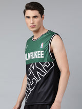 Milwaukee Bucks: Half & Half Sleeveless Jersey - Black