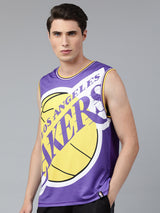 Los Angeles Lakers: Oversized Logo Sleeveless Jersey - Purple