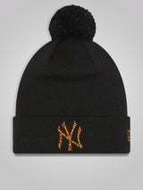 New York Yankees Infill Black Bobble Beanie Hat