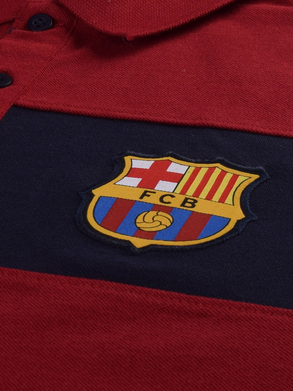 FC Barcelona: Color Block Polo - Maroon - Burgundy