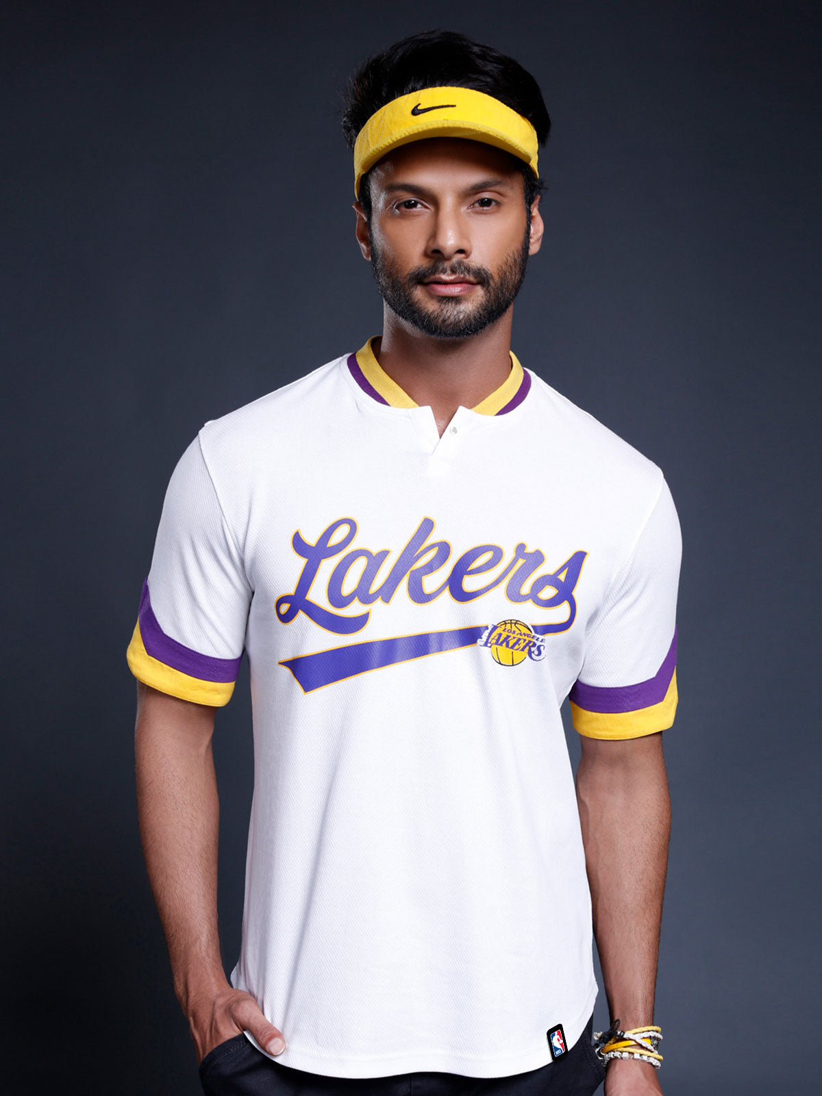 Shop The Arena: NBA: Los Angeles Lakers: Oversized Logo Men's T-Shirt  (Light Blue)