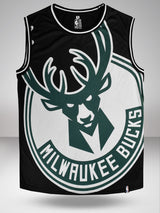 Milwaukee Bucks: Oversized Logo Sleeveless Jersey - Black