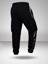 NBA: Faux PU Paneled Cargo Joggers- Black