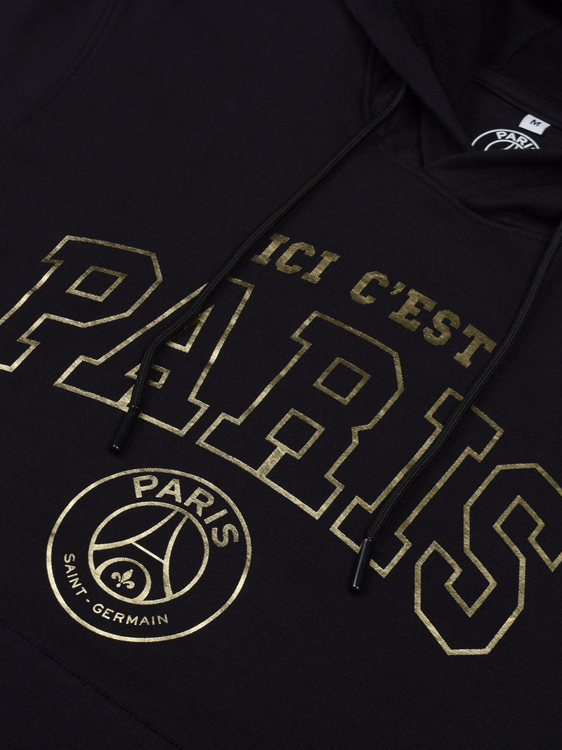Paris Saint-Germain: Gold Foil Hoodie - Black