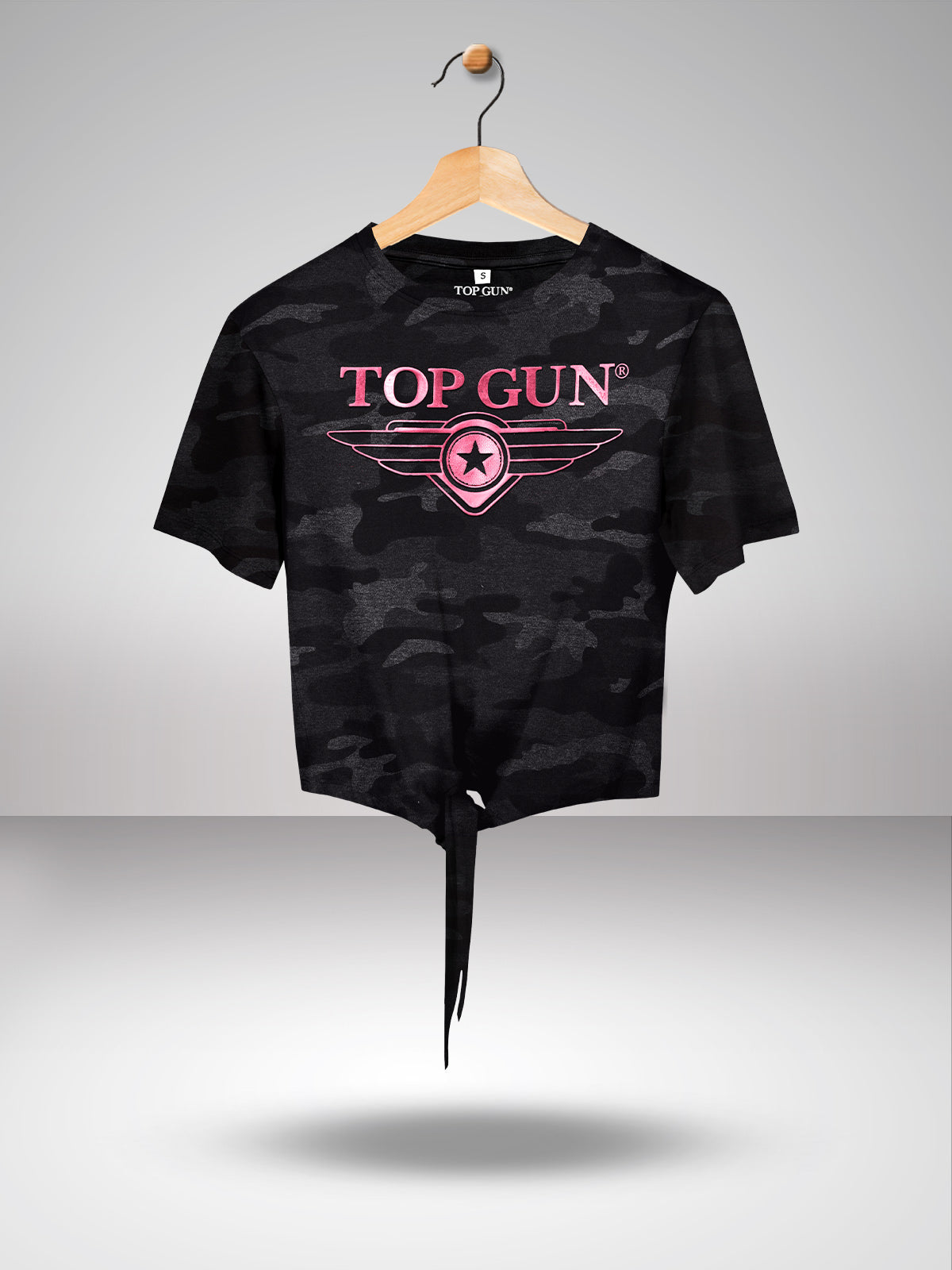 Top Gun: Rainbow Foil Print Women's T-Shirt Crop Top - Navy L / Navy
