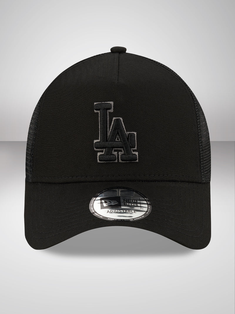 LA Dodgers Tonal Black A-Frame Trucker Cap