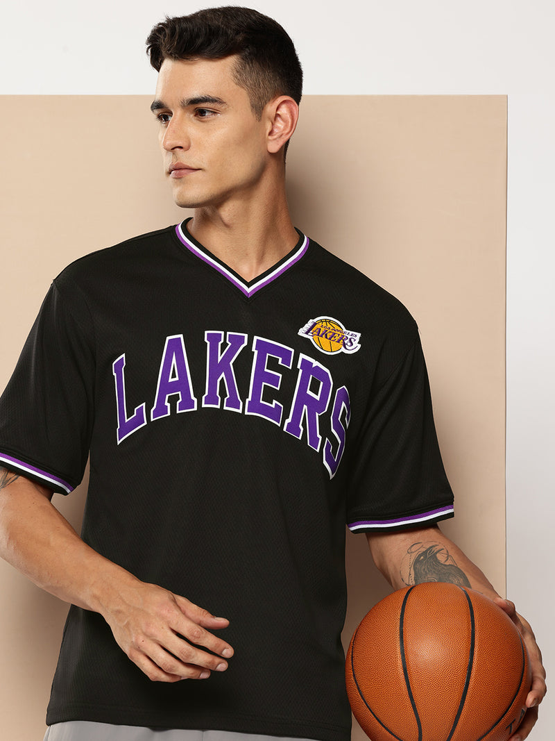 Los Angeles Lakers V-Neck Oversized T-Shirt – Shop The Arena