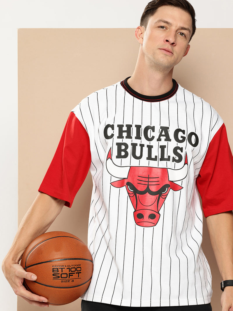 Chicago Bulls Striped Oversized T-Shirt
