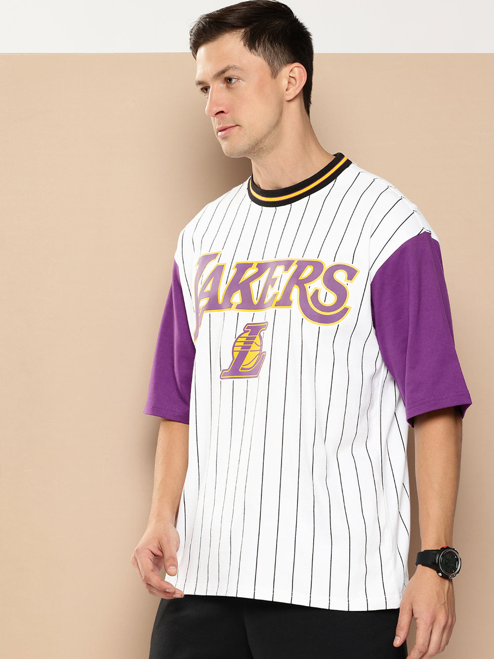 Los Angeles Lakers Striped Oversized T-Shirt – Shop The Arena