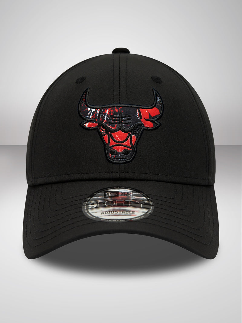 Chicago Bulls Print Infill Black 9FORTY Adjustable Cap