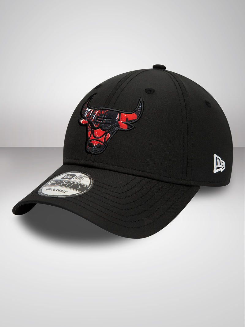 Chicago Bulls Print Infill Black 9FORTY Adjustable Cap