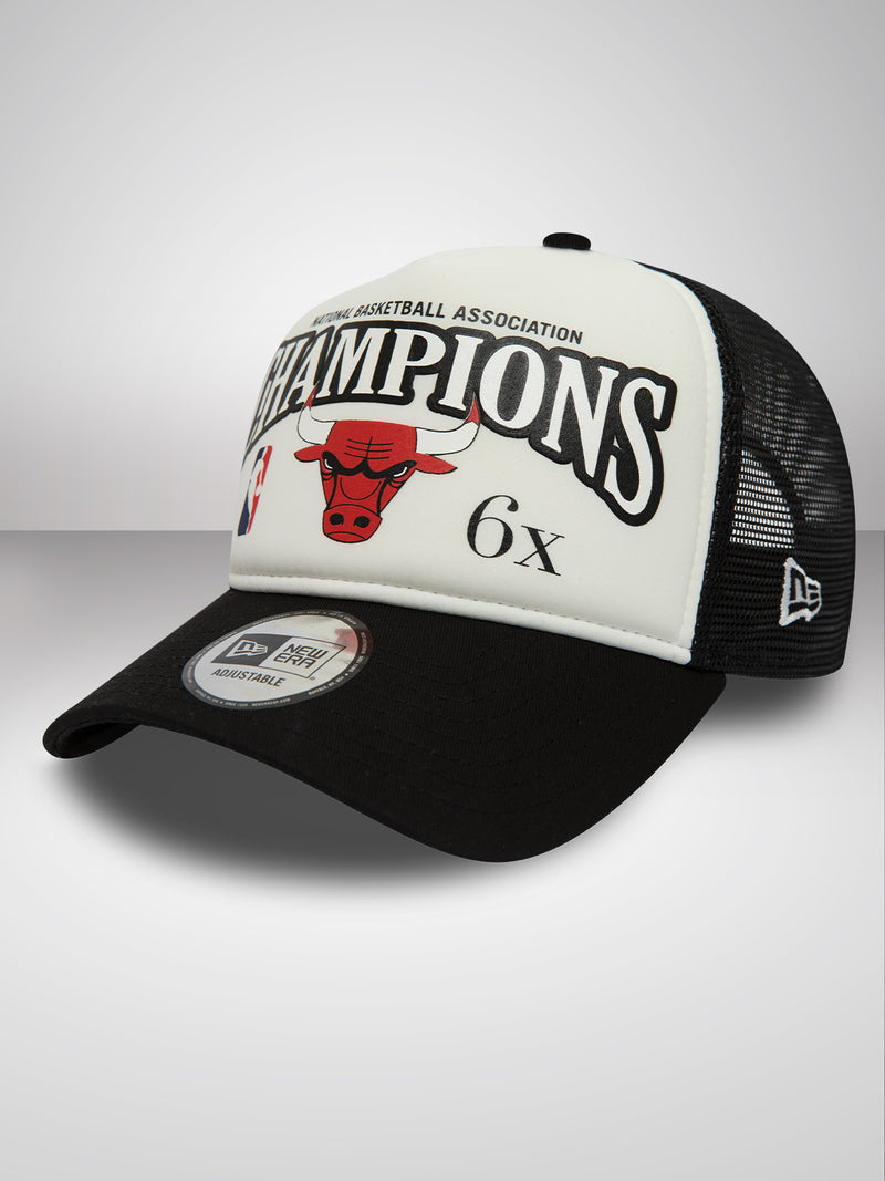 Chicago Bulls League Champions White A-Frame Trucker Cap