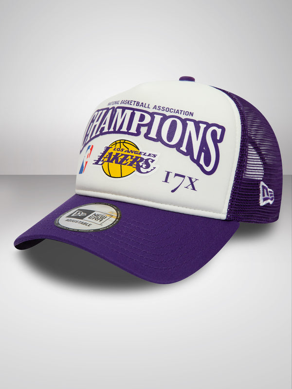 LA Lakers League Champions Purple A-Frame Trucker Cap