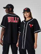 Chicago Bulls NBA Baseball Jersey Black T-Shirt - New Era