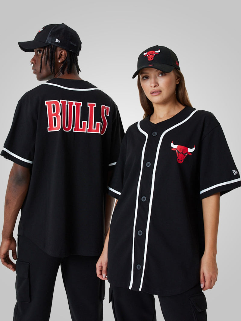 Chicago Bulls NBA Baseball Jersey Black T-Shirt New Era