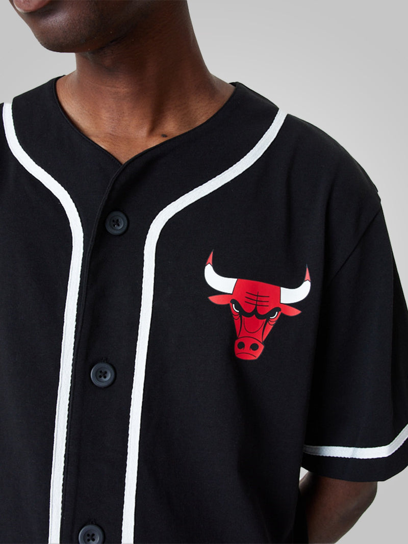 Chicago Bulls NBA Baseball Jersey Black T-Shirt - New Era