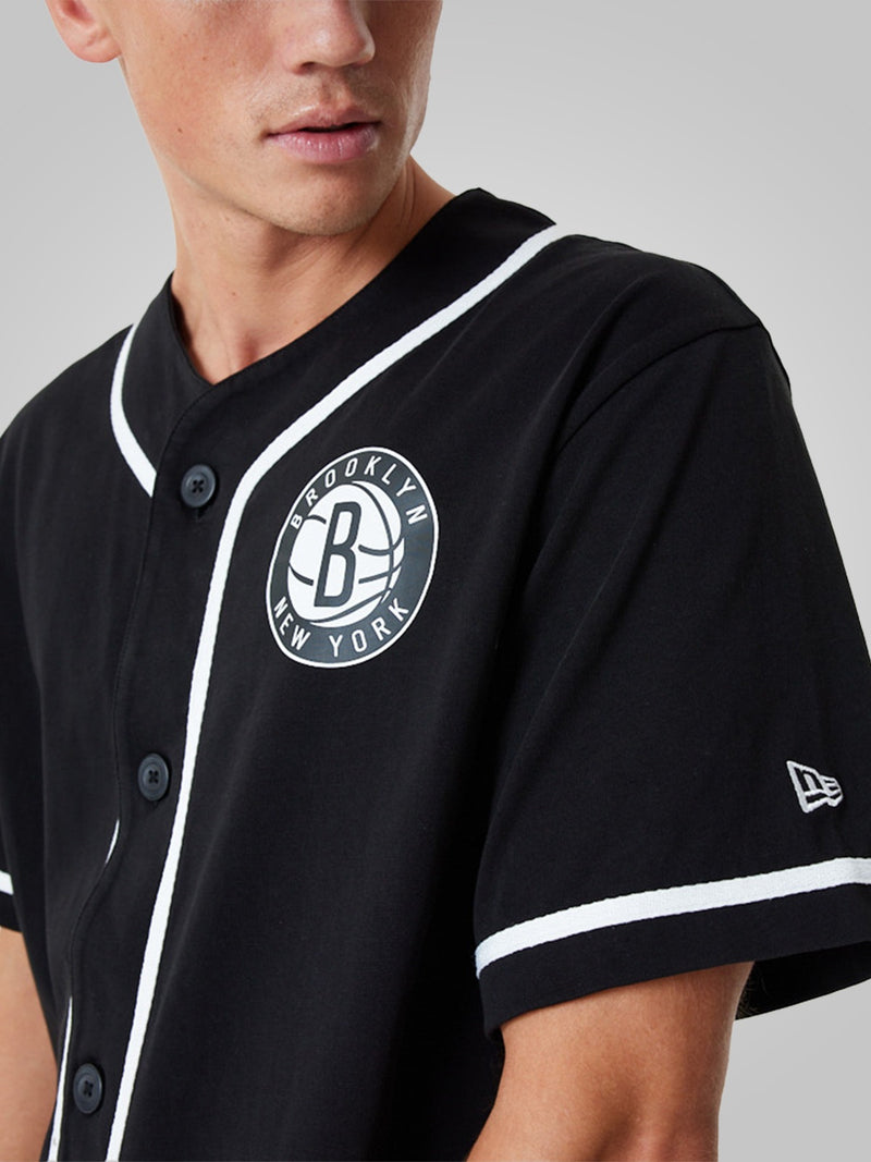 Brooklyn Nets NBA Baseball Jersey Black T-Shirt - New Era