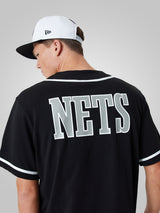 Brooklyn Nets NBA Baseball Jersey Black T-Shirt - New Era