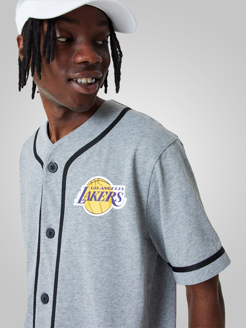 LA Lakers NBA Baseball Jersey Grey T Shirt New Era Shop The Arena