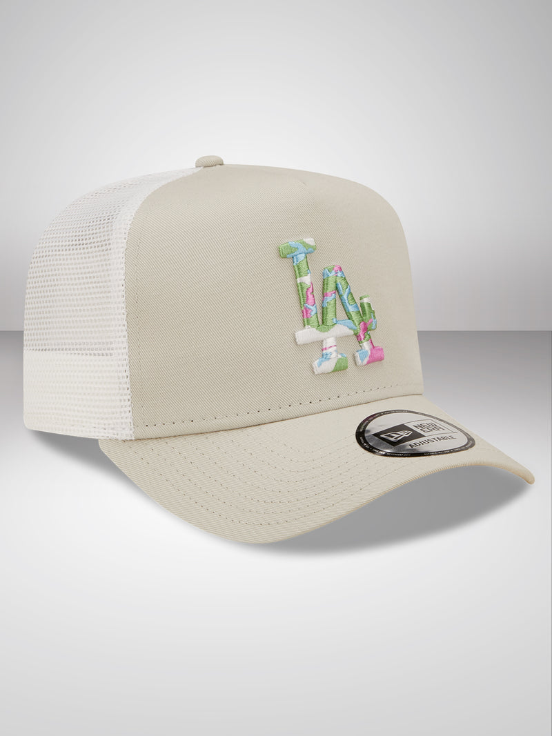LA Dodgers Seasonal Infill Cream A-Frame Trucker Cap