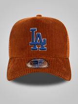 LA Dodgers MLB Cord Brown 9FORTY E-Frame Adjustable Trucker Cap