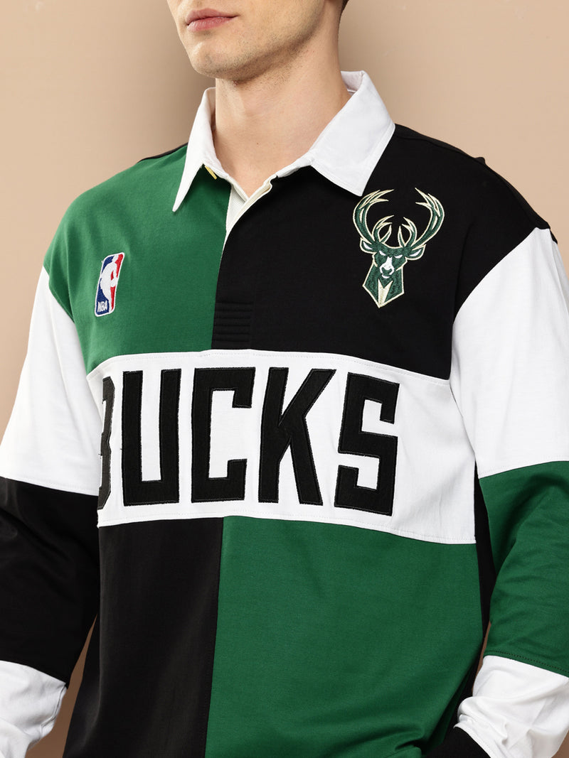 Milwaukee Bucks Embroidered Oversized Polo Full Sleeve