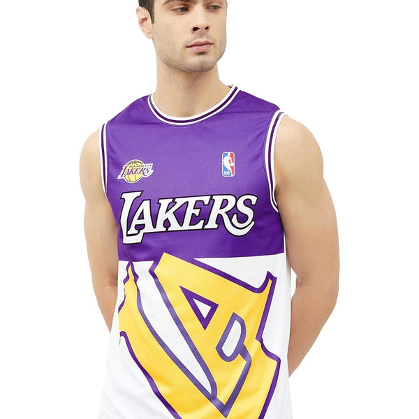 Los Angeles Lakers ゲームシャツ Men's Purple Los Angeles Lakers Vintage Logo Game Time Mesh