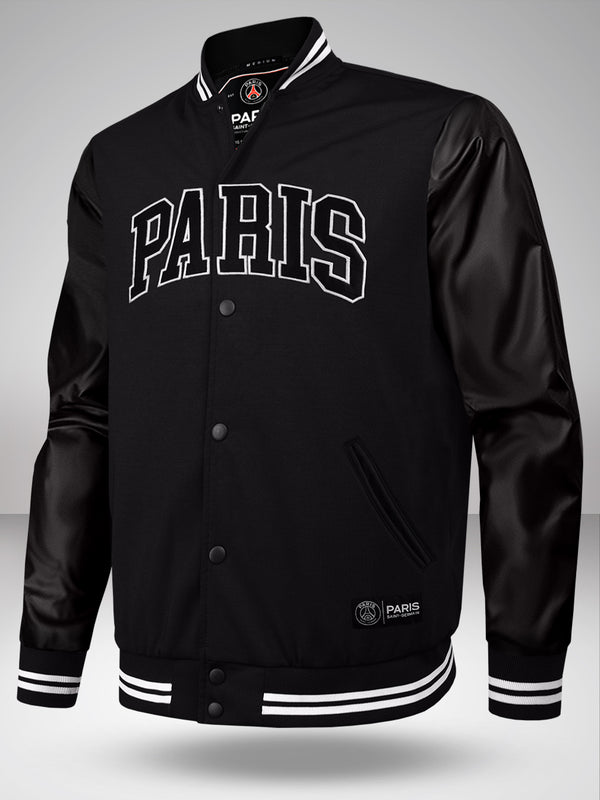 Paris Saint Germain: Black Varsity Jacket