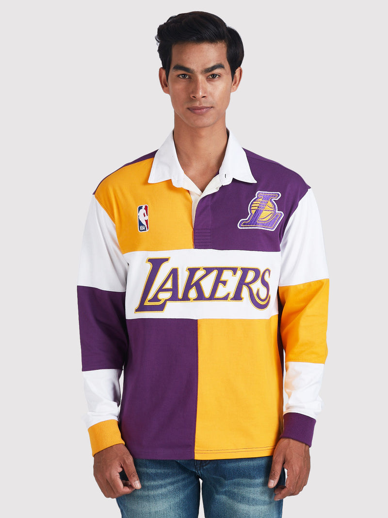 Los Angeles Lakers Embroidered Oversized Polo Full Sleeve