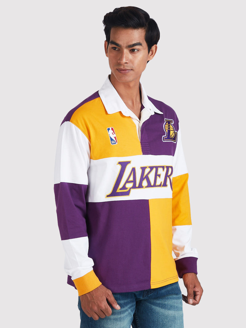 Los Angeles Lakers Embroidered Oversized Polo Full Sleeve