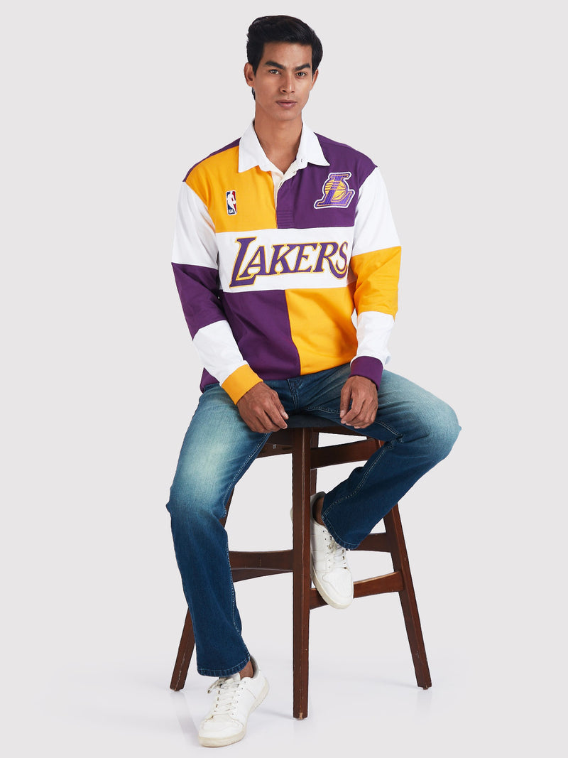 Los Angeles Lakers Embroidered Oversized Polo Full Sleeve