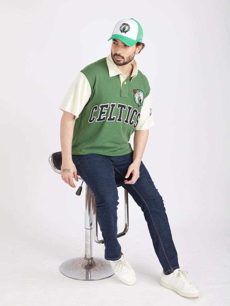 Boston Celtics Typography Oversized Polo