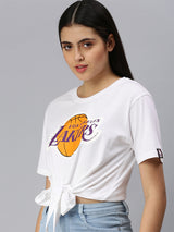 Los Angeles Lakers: Classic Crest Tie-up Top - White