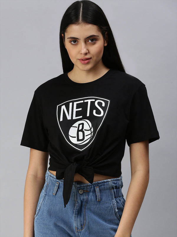 Brooklyn Nets: Classic Crest Tie-up Top - Black