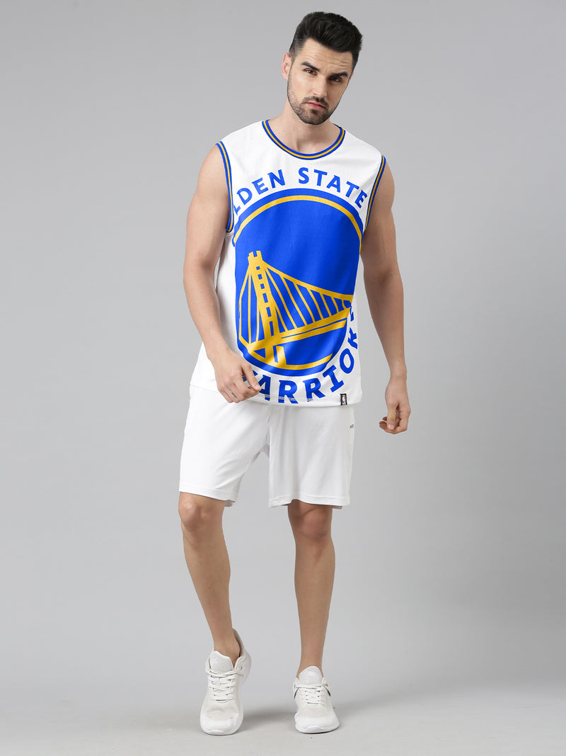 Golden State Warriors: Oversized Logo Sleeveless Jersey - White