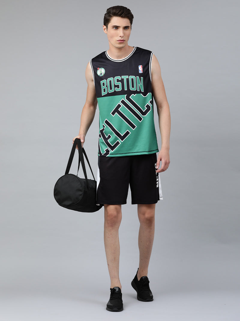 Boston Celtics: Half & Half Sleeveless Jersey - Black