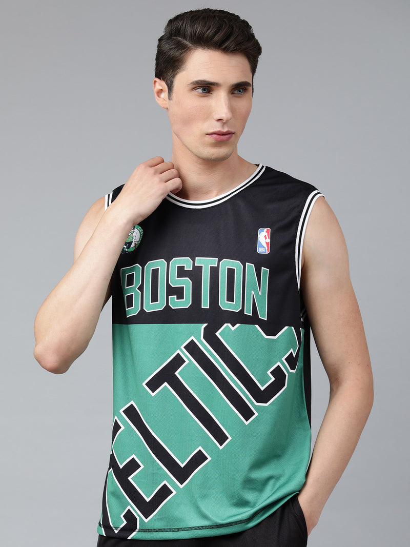 Boston Celtics: Half & Half Sleeveless Jersey - Black
