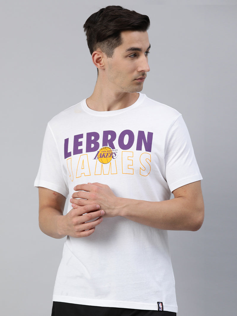 Official New Era LA Lakers NBA Colour Block Sleeve White T-Shirt