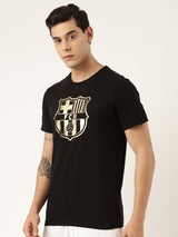 FC Barcelona: Gold Foil Printed T-Shirt - Black