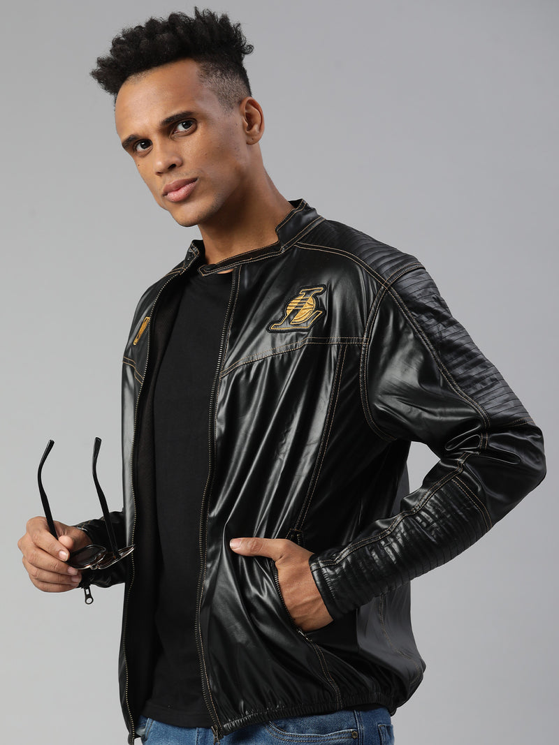 Los Angeles Lakers: PU Biker Jacket - Black