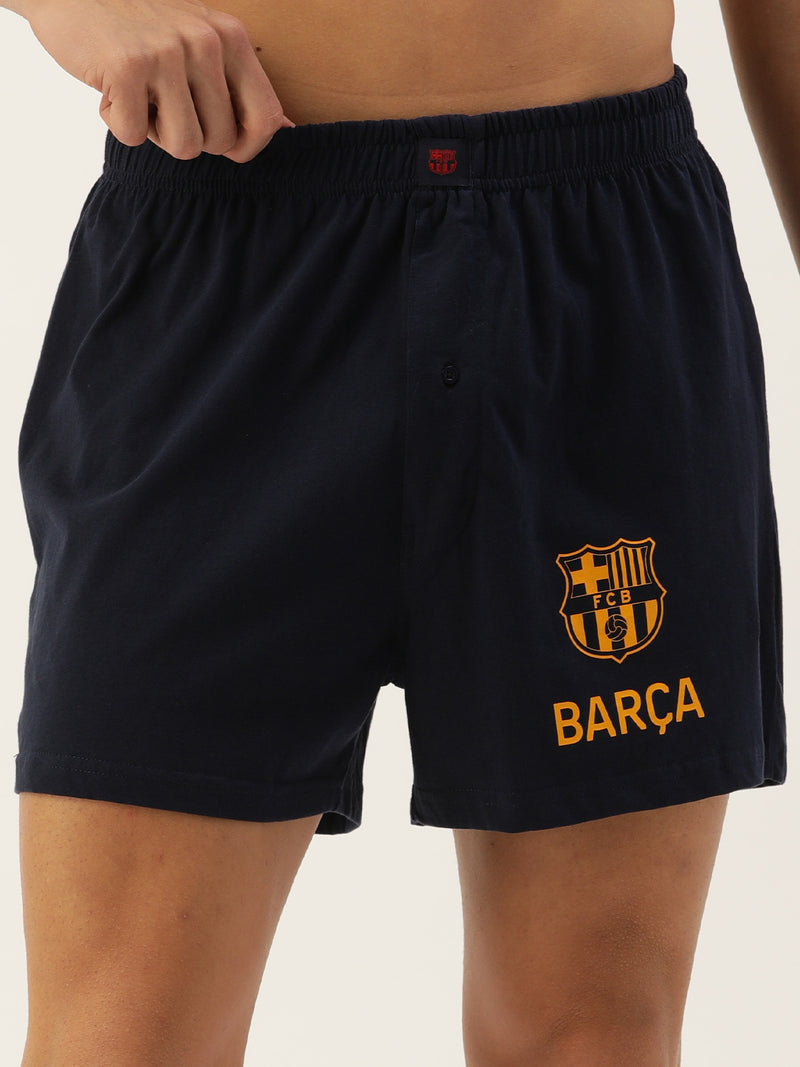 FC Barcelona: Classic Crest Boxers Shorts- Navy