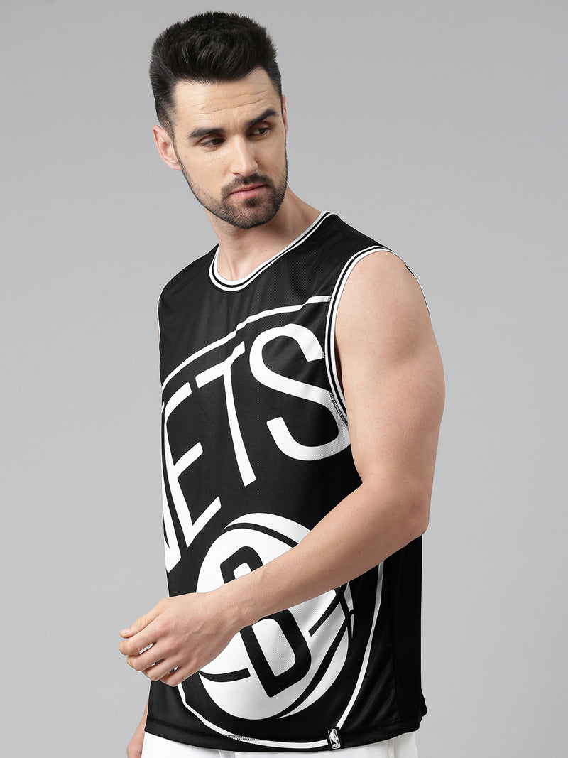 Brooklyn Nets: Oversized Logo Sleeveless Jersey - Black
